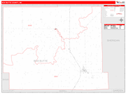 Box Butte County Wall Map Red Line Style